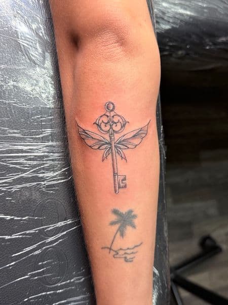 Fine Line + Minimalist key tattoo on Forearm by William_Samaras on TattMe
