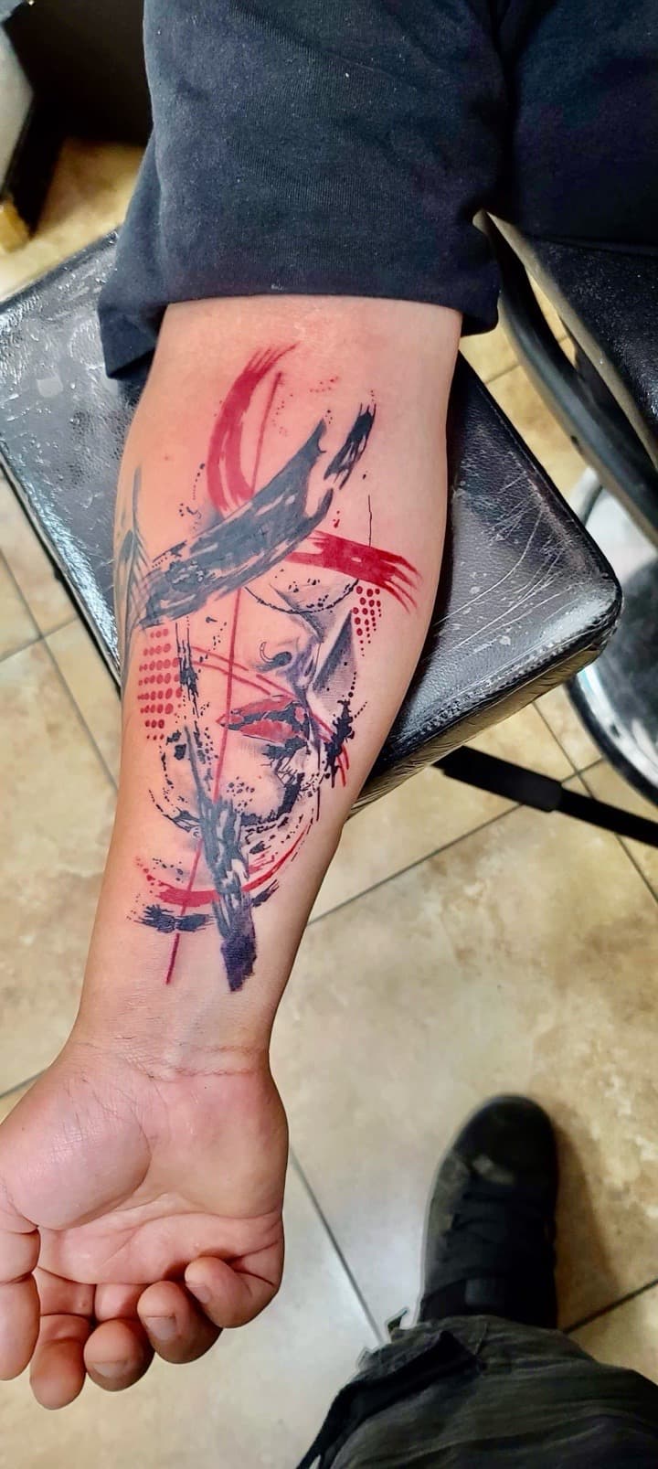 Abstract + Trash Polka brush strokes tattoo on Forearm by William_Samaras on TattMe