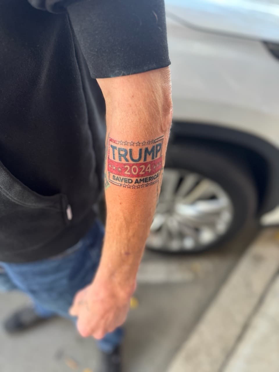 Lettering + Color trump tattoo on Forearm by William_Samaras on TattMe