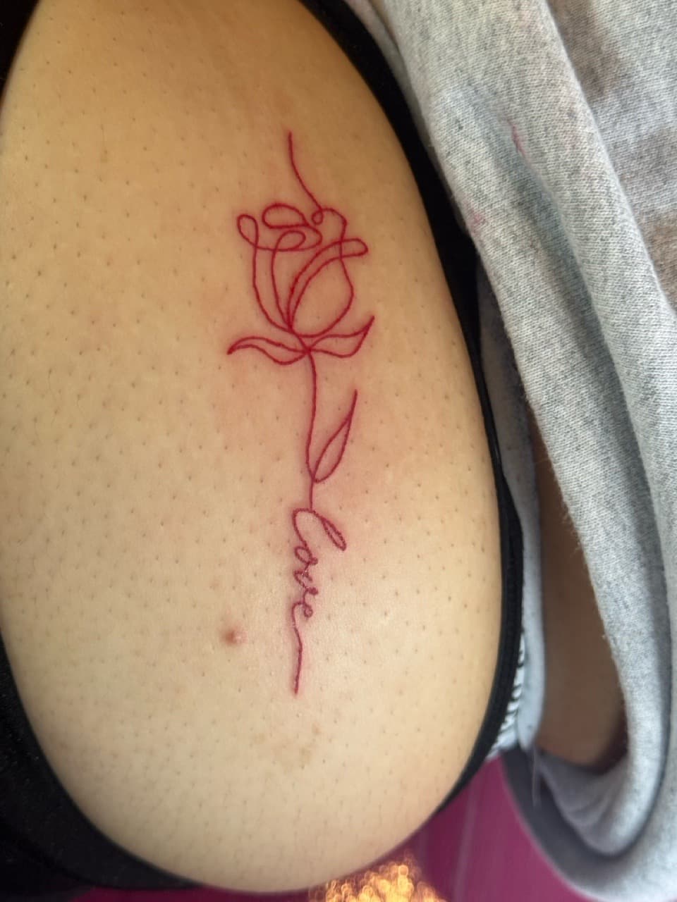 Fine Line + Minimalist rose tattoo on Hip by William_Samaras on TattMe