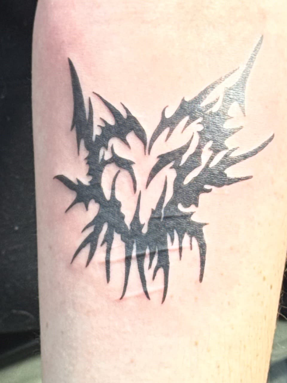 Black-work + Tribal spikes tattoo on Upper Arm by William_Samaras on TattMe