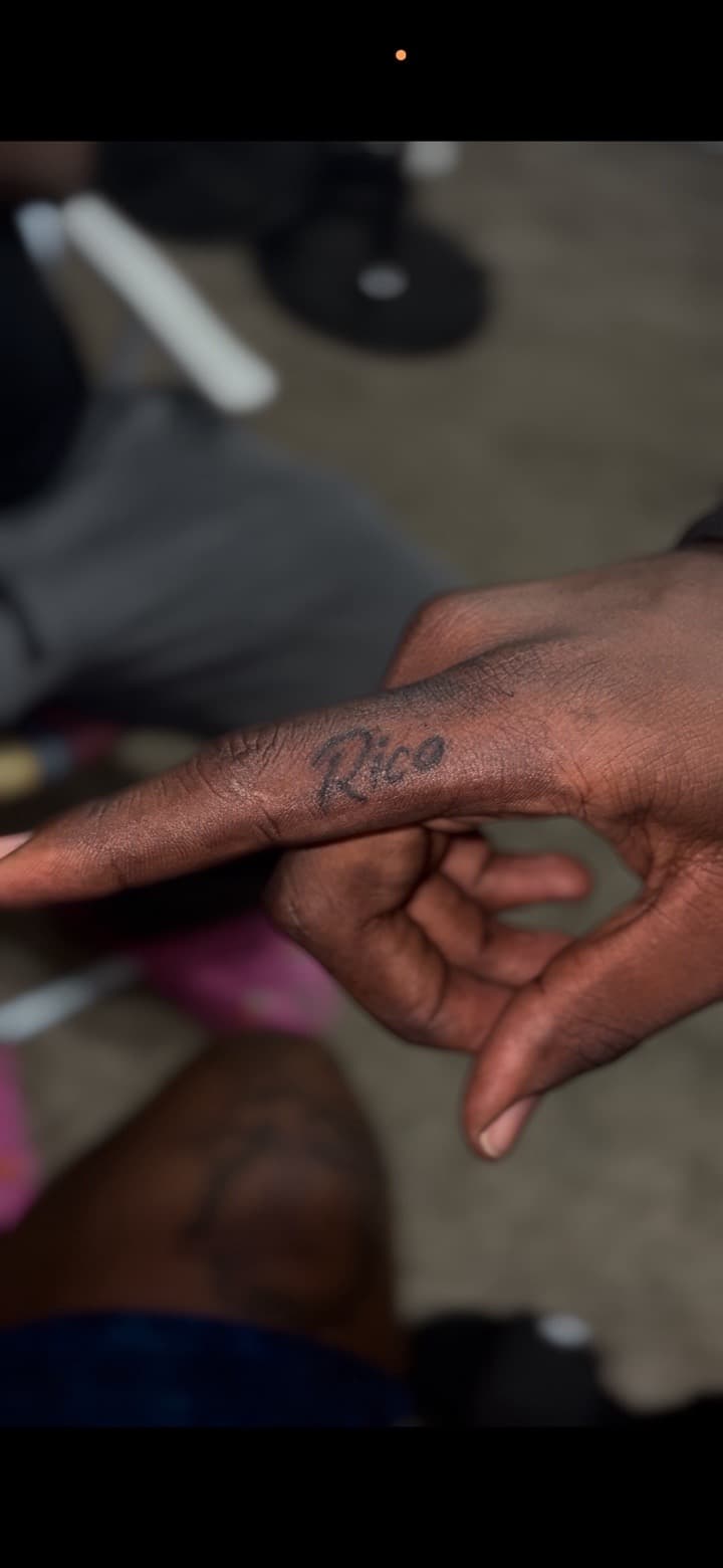 Lettering + Script name tattoo on Fingers by Ai.inkedya on TattMe