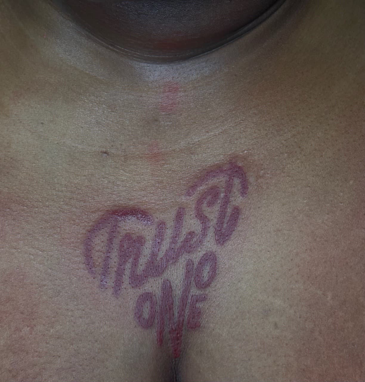 Lettering + Script heart tattoo on Sternum by Ai.inkedya on TattMe