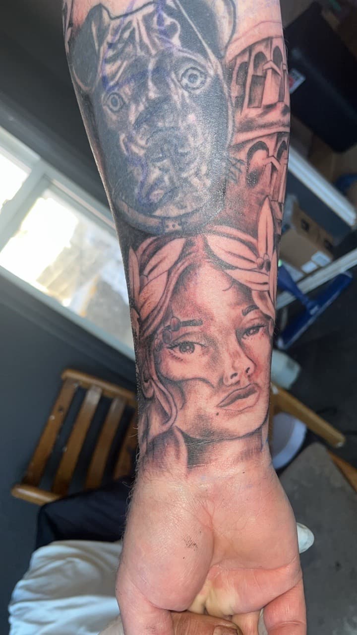Black & Grey + Realism woman tattoo on Forearm by Studio_22 on TattMe