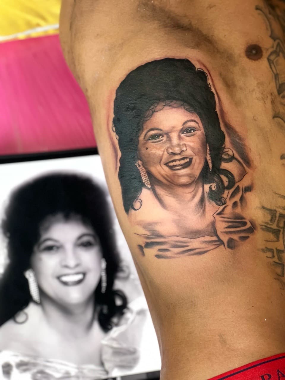 Portrait + Realism woman tattoo on Ribs by Money_Ink_Tattoos on TattMe
