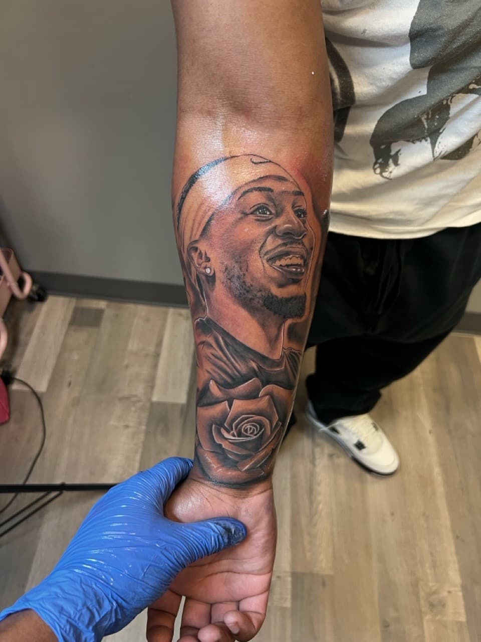 Realism + Black & Grey man tattoo on Forearm by Money_Ink_Tattoos on TattMe