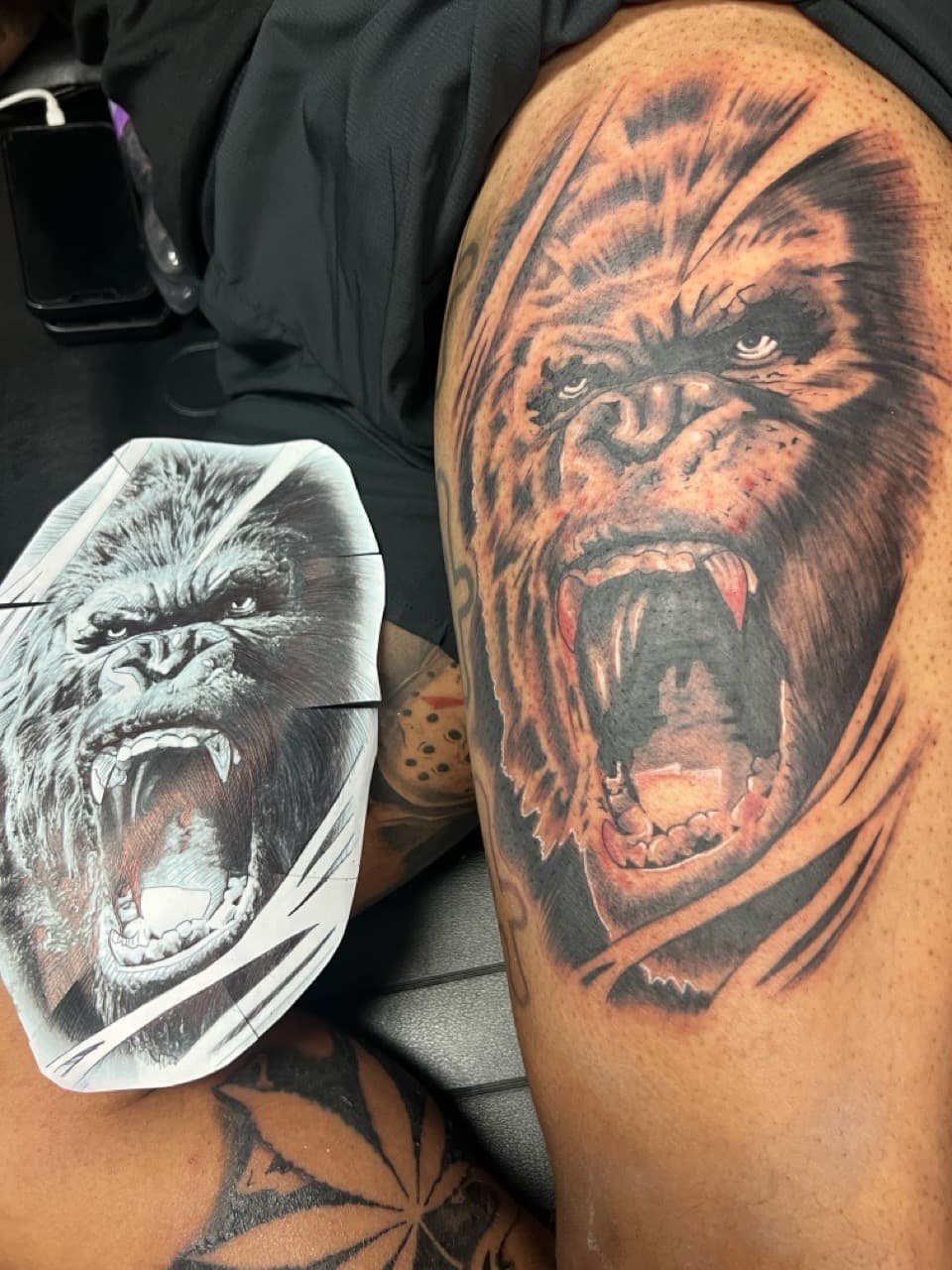 Black & Grey + Realism tiger tattoo on Thigh by Money_Ink_Tattoos on TattMe