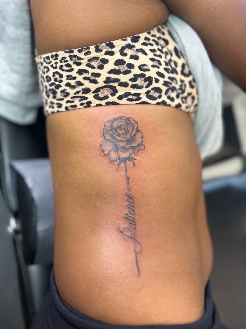 Black & Grey + Floral rose tattoo on Side (Torso) by Royalty_Ink on TattMe