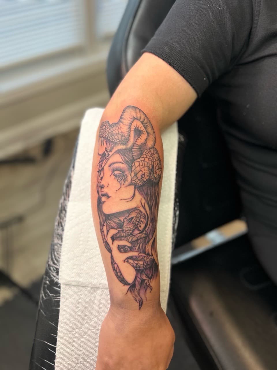 Black & Grey + Illustrative woman tattoo on Forearm by Royalty_Ink on TattMe