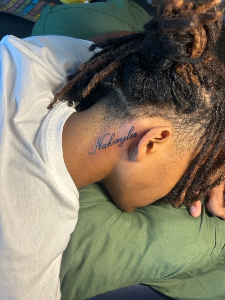 Lettering + Script name tattoo on Neck (Side) by Royalty_Ink on TattMe