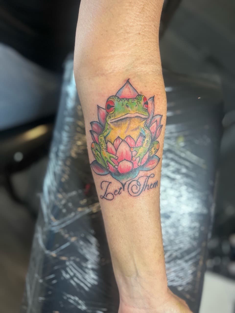 Color + Illustrative frog tattoo on Forearm by Royalty_Ink on TattMe