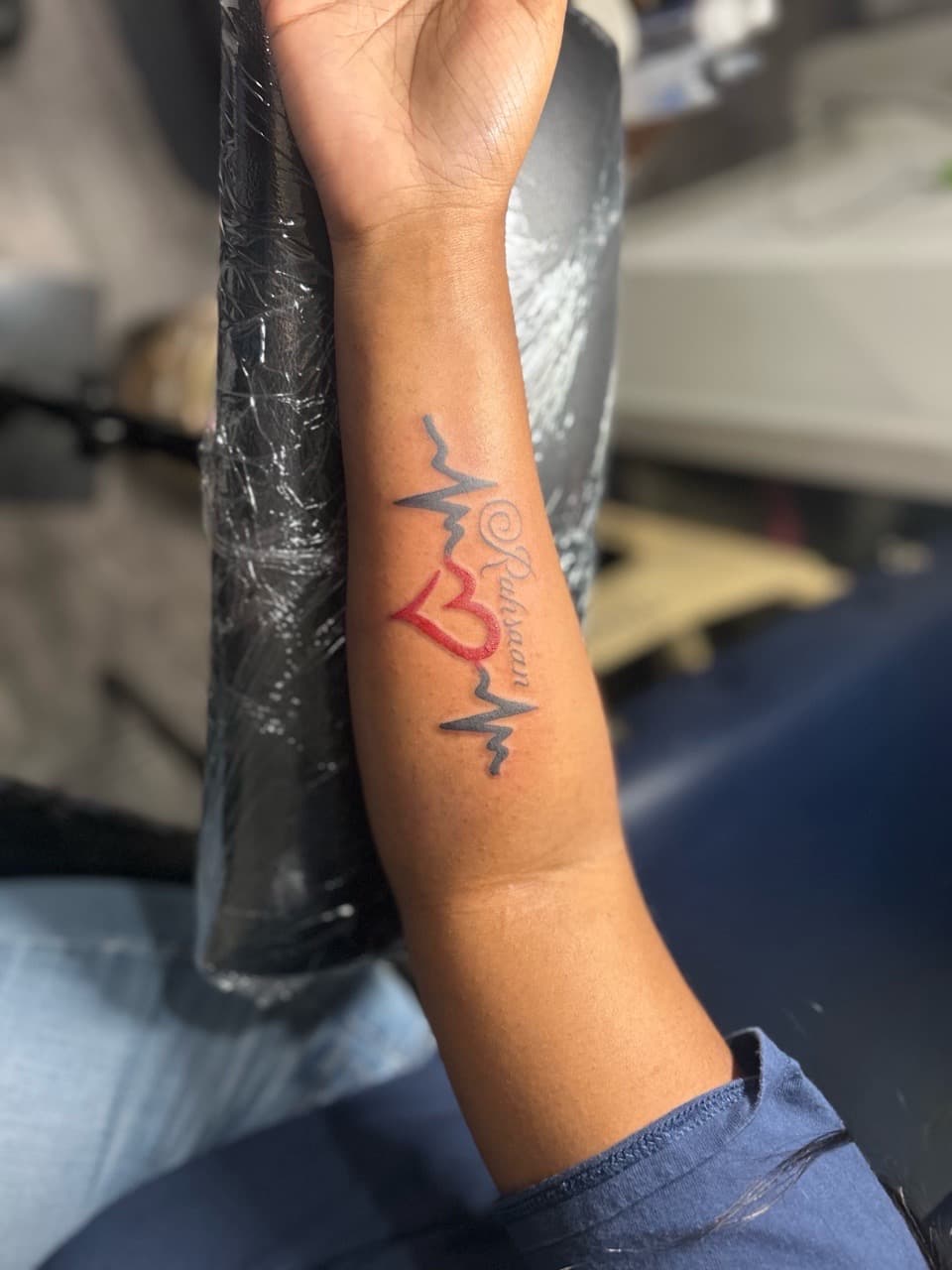 Lettering + Script heartbeat tattoo on Forearm by Royalty_Ink on TattMe