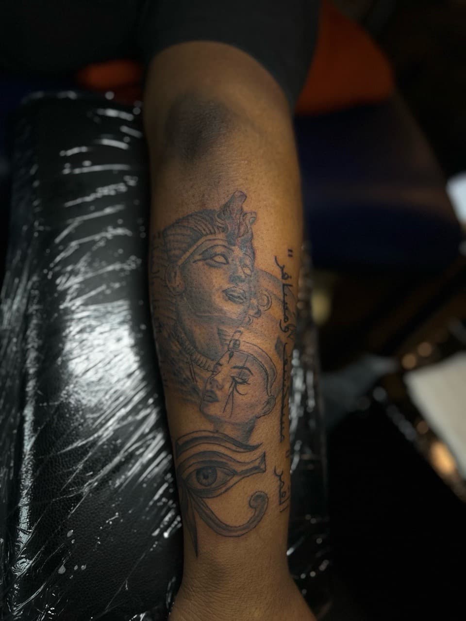 Black & Grey + Illustrative egyptian tattoo on Forearm by Royalty_Ink on TattMe