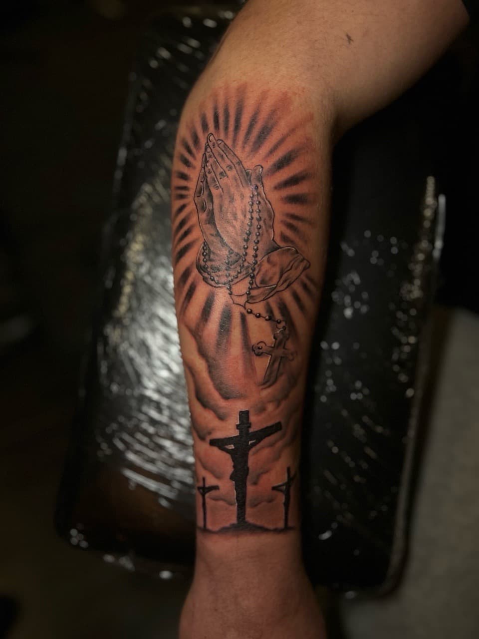 Black & Grey + Realism praying hands tattoo on Forearm by Royalty_Ink on TattMe