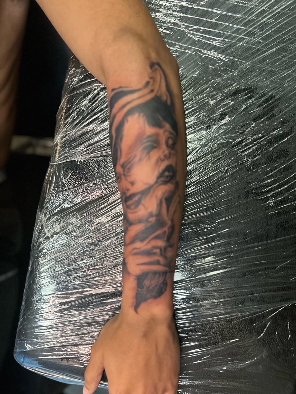 Black & Grey + Surrealism woman tattoo on Forearm by Royalty_Ink on TattMe