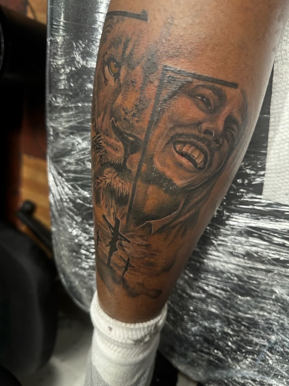 Realism + Black & Grey lion tattoo on Forearm by Juggin_Ink_Studios on TattMe