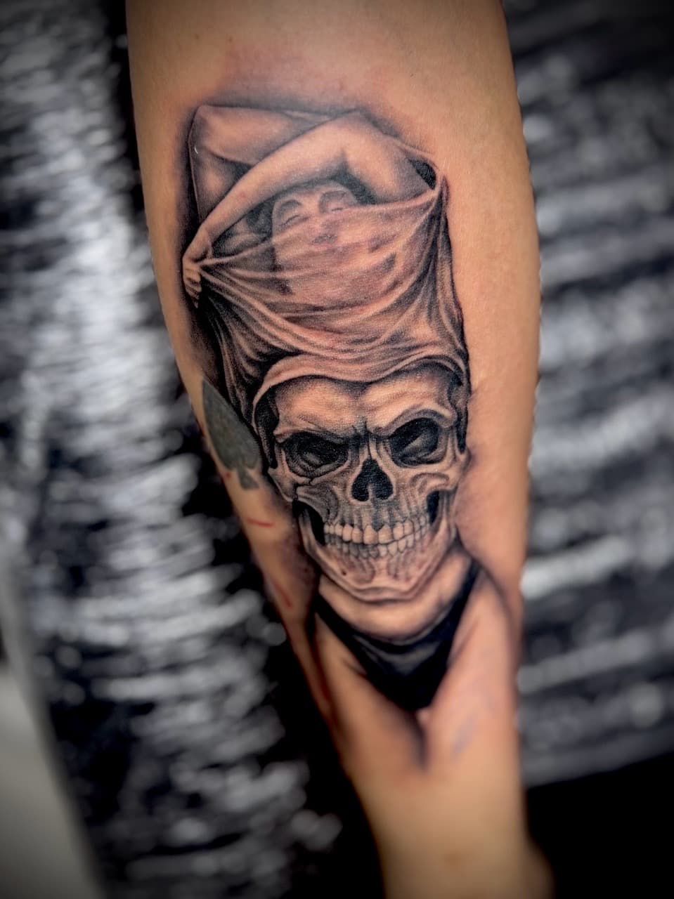 Black & Grey + Realism skull tattoo on Forearm by Juggin_Ink_Studios on TattMe