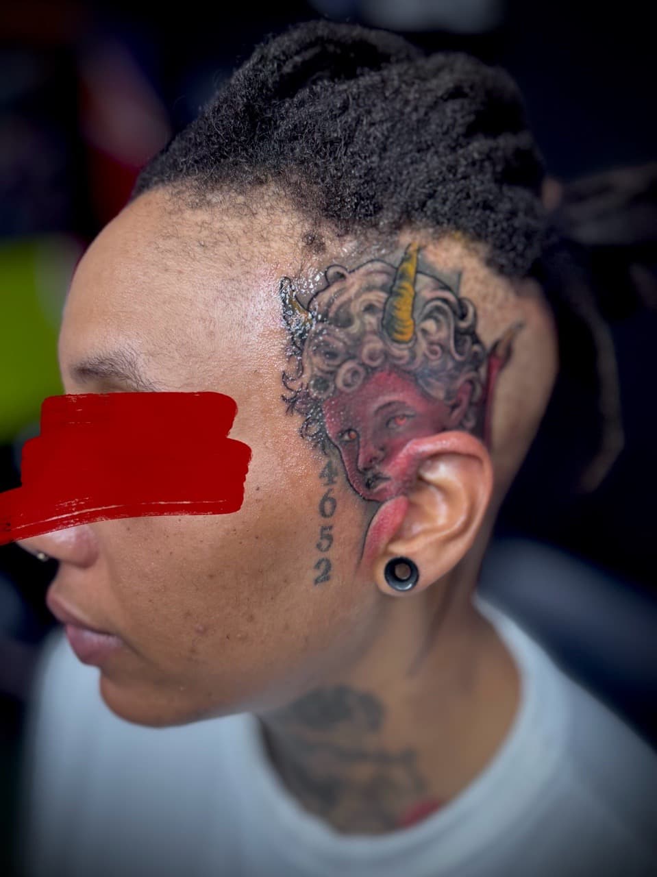 Neo-Traditional + Illustrative demon tattoo on Scalp by Juggin_Ink_Studios on TattMe