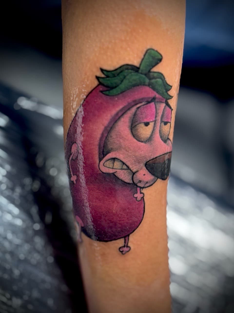 Cartoon + Color courage the cowardly dog tattoo on Forearm by Juggin_Ink_Studios on TattMe