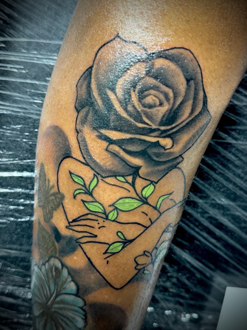 Floral + Fine Line rose tattoo on Forearm by Juggin_Ink_Studios on TattMe