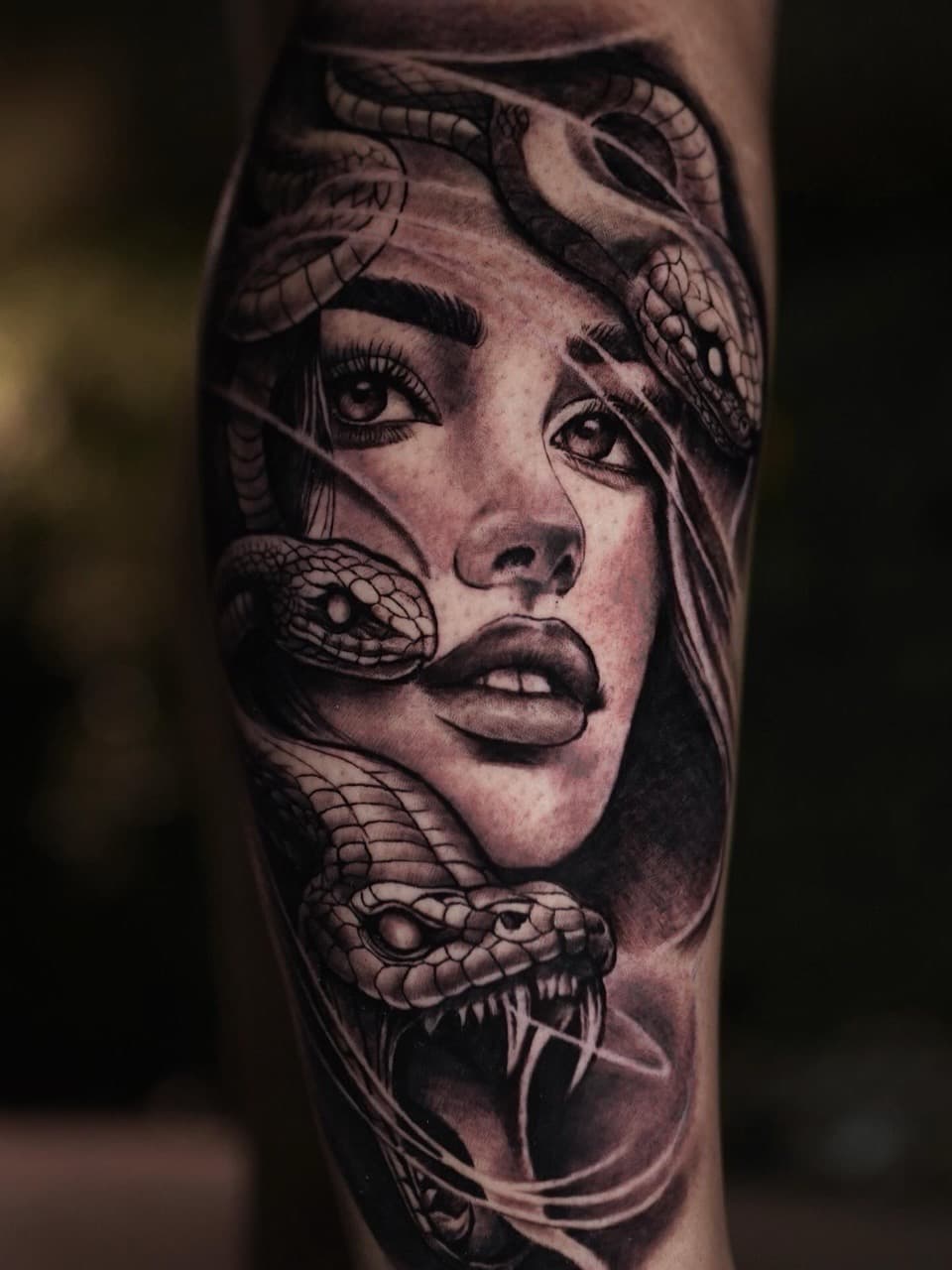 Black & Grey + Realism woman tattoo on Forearm by Satchmoe_Art on TattMe