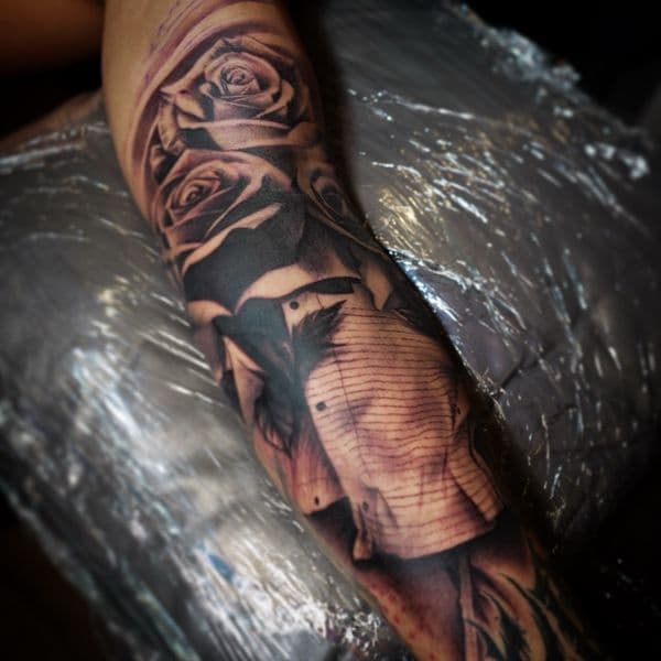Black & Grey + Realism roses tattoo on Forearm by Satchmoe_Art on TattMe