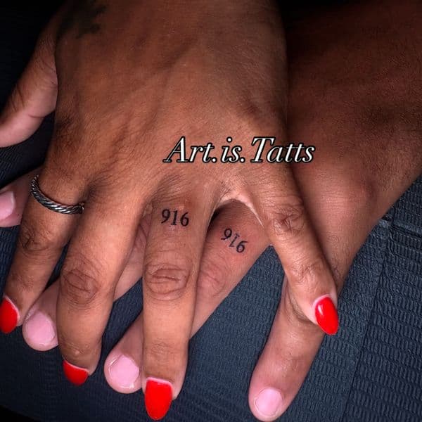 Fine Line + Minimalist numbers tattoo on Fingers by ArtIsTatts on TattMe
