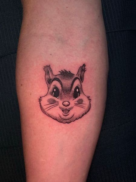 Black & Grey + Cartoon squirrel tattoo on Forearm by ArtIsTatts on TattMe