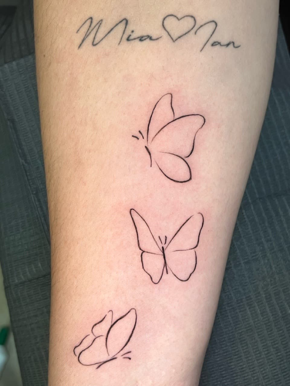 Fine Line + Minimalist butterflies tattoo on Forearm by ArtIsTatts on TattMe