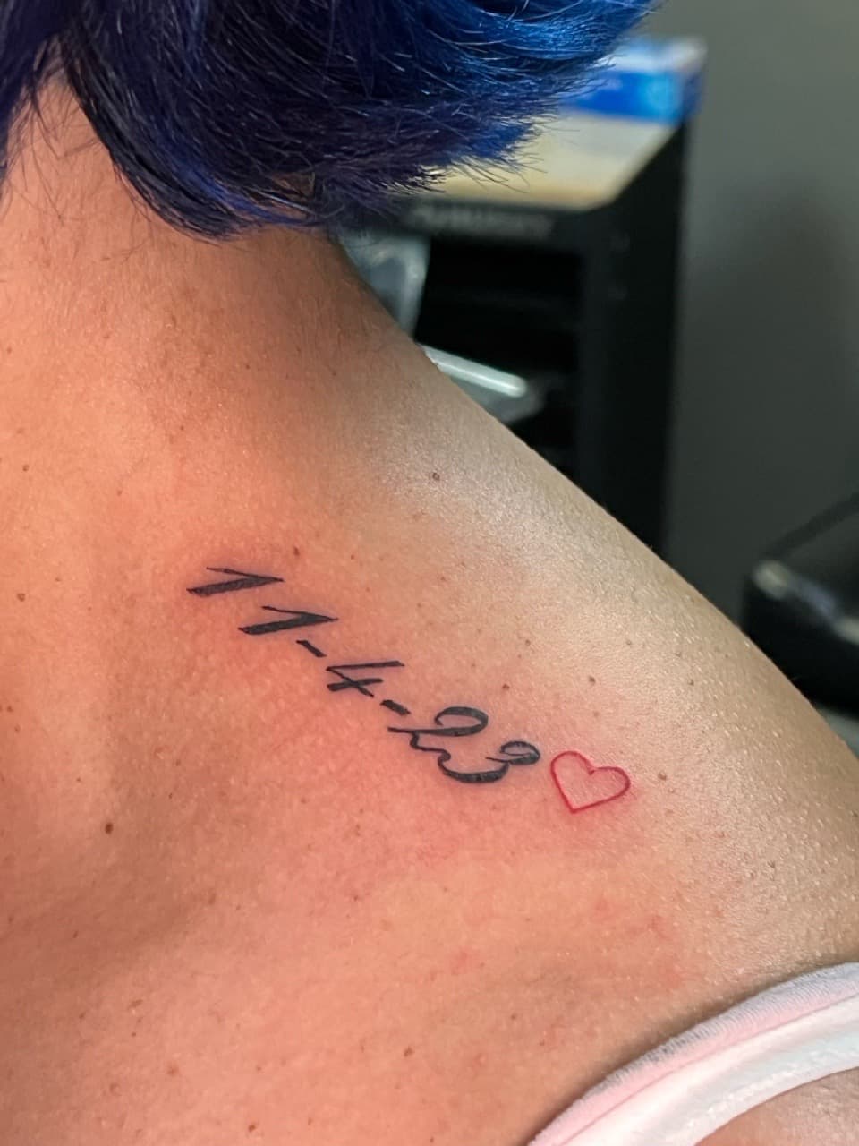 Lettering + Script date tattoo on Shoulder Blade by ArtIsTatts on TattMe