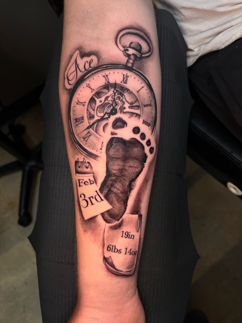 Black & Grey + Realism pocket watch tattoo on Forearm by ArtIsTatts on TattMe