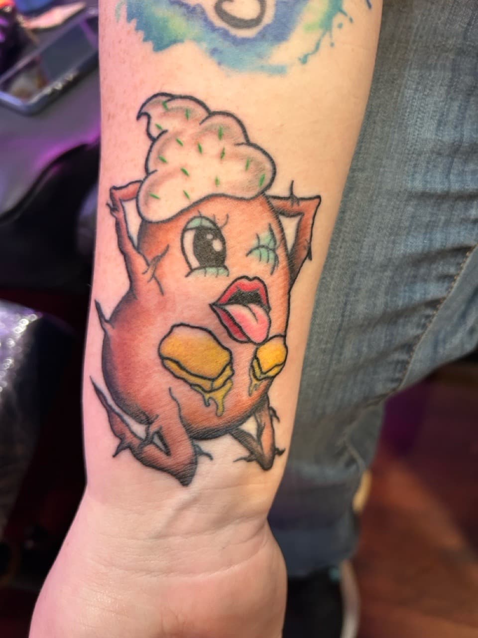 Illustrative + Cartoon creature tattoo on Forearm by Adawgsart on TattMe