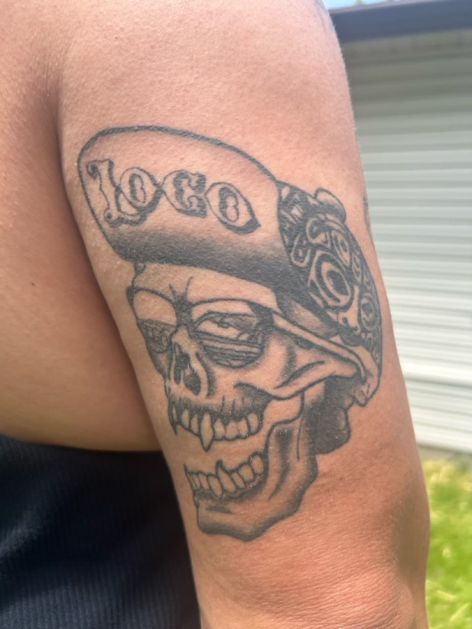 Black & Grey + Chicano skull tattoo on Upper Arm by Adawgsart on TattMe