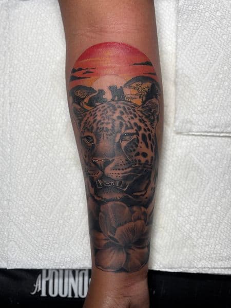 Realism + Black & Grey leopard tattoo on Forearm by Ink_Mob_Studios on TattMe