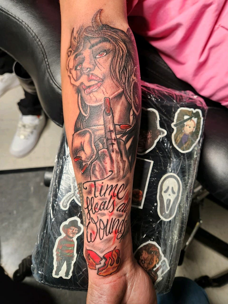 Black & Grey + Illustrative woman tattoo on Forearm by Inkytat2z on TattMe