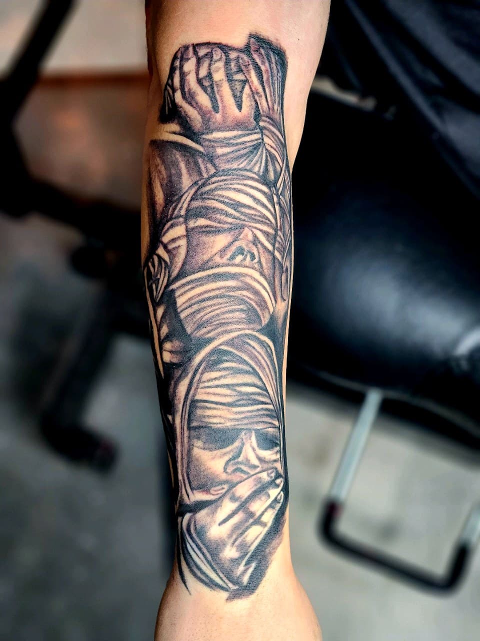 Black & Grey + Illustrative figures tattoo on Forearm by Inkytat2z on TattMe