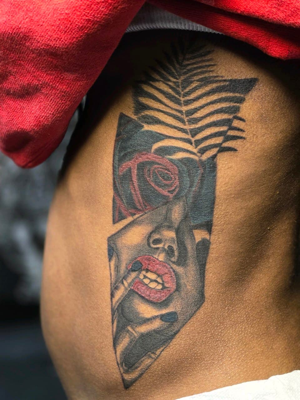Black & Grey + Color woman tattoo on Hip by Inkytat2z on TattMe