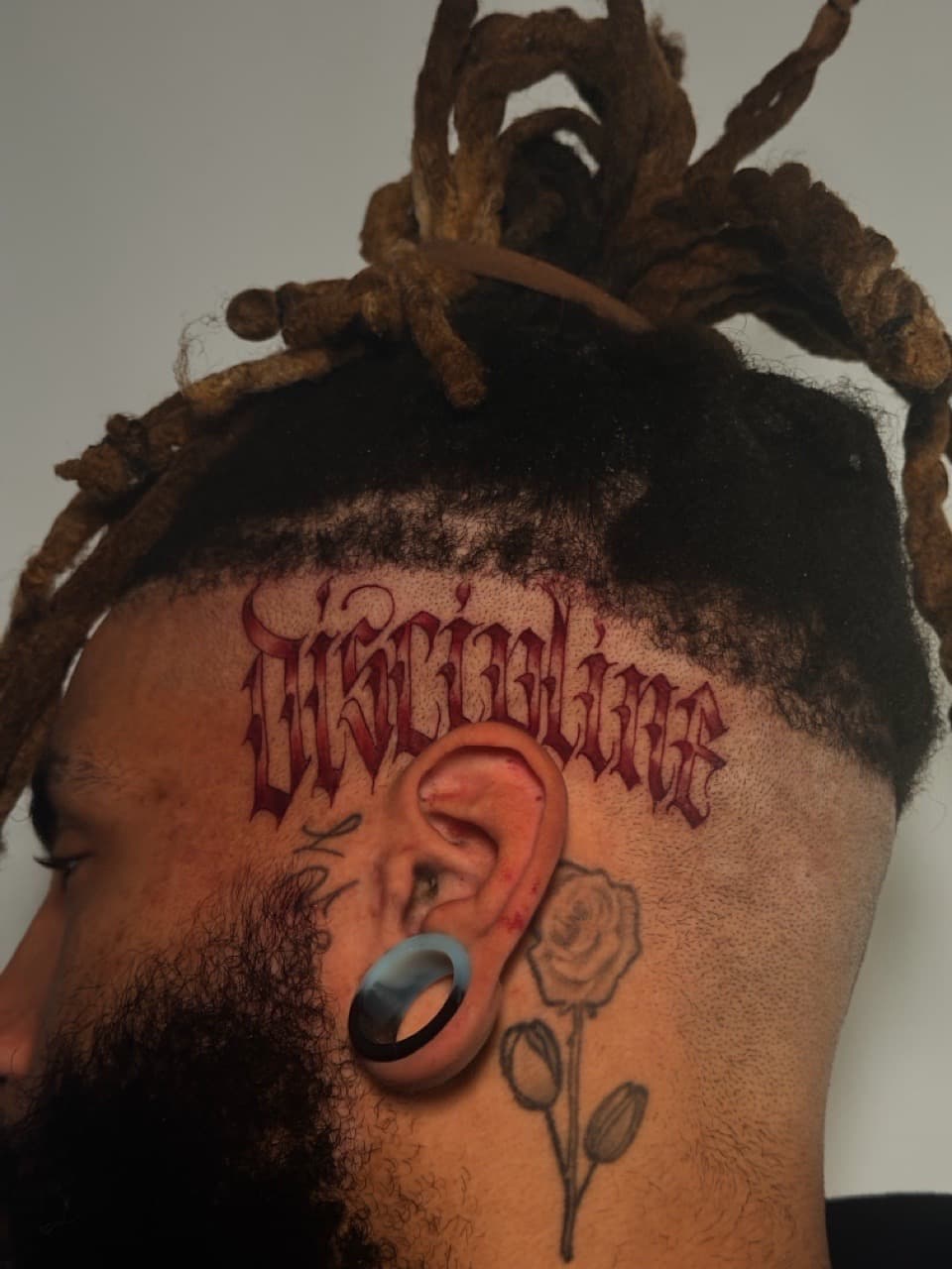 Script + Chicano rose tattoo on Scalp by SkaijRose on TattMe