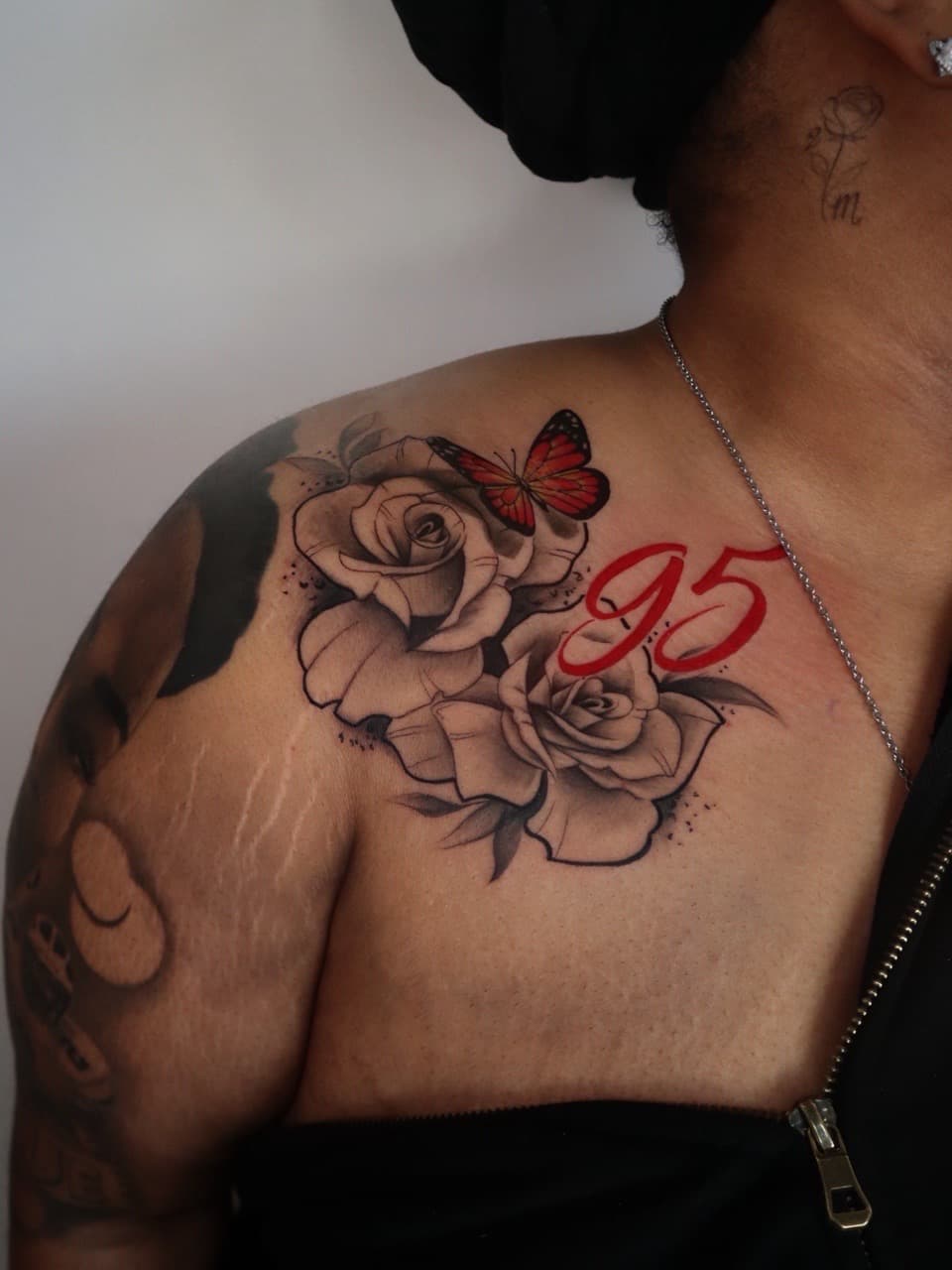 Black & Grey + Color roses tattoo on Chest by SkaijRose on TattMe