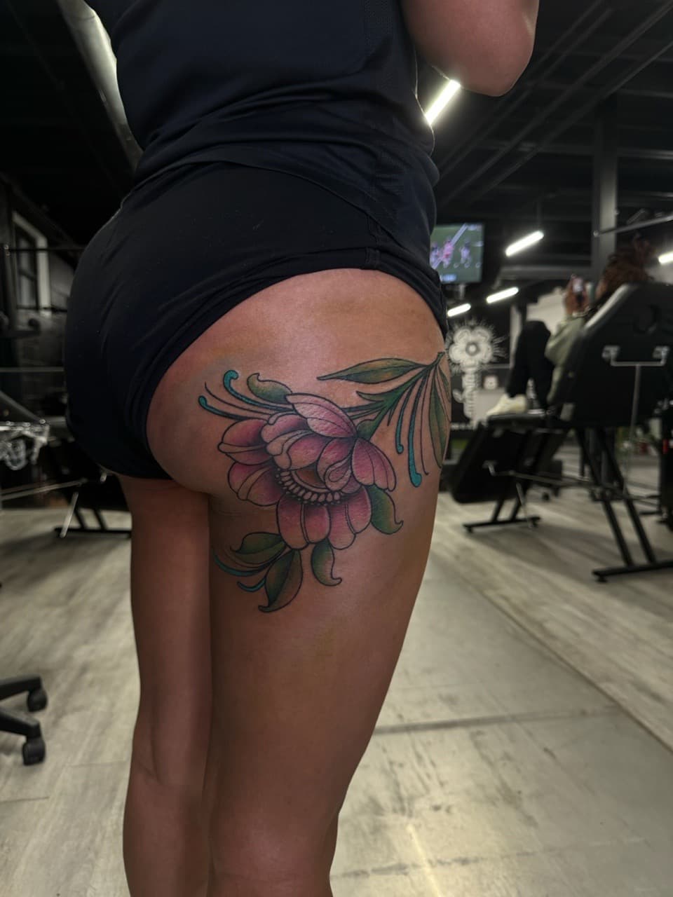 Floral + Color flower tattoo on Hip by SkaijRose on TattMe