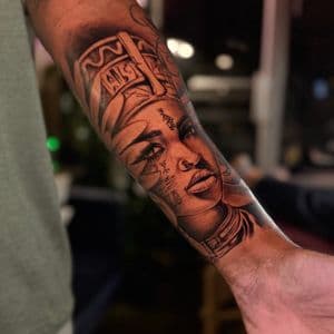 Black & Grey + Realism woman tattoo on Forearm by SkaijRose on TattMe