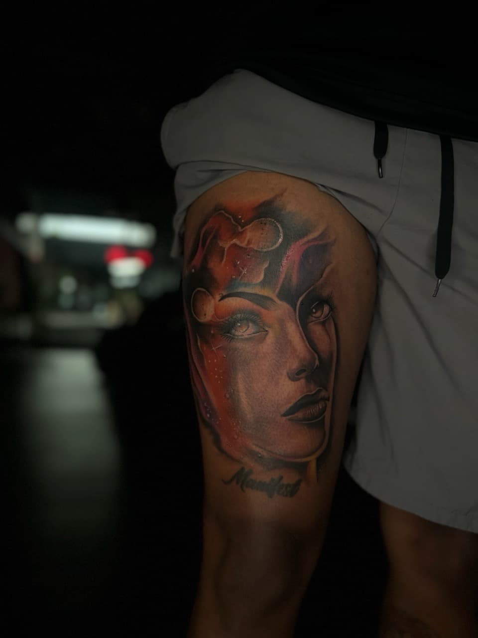 Realism + Portrait Realism woman tattoo on Thigh by SkaijRose on TattMe