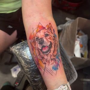Animals + Fine Line dog tattoo on Forearm by SkaijRose on TattMe