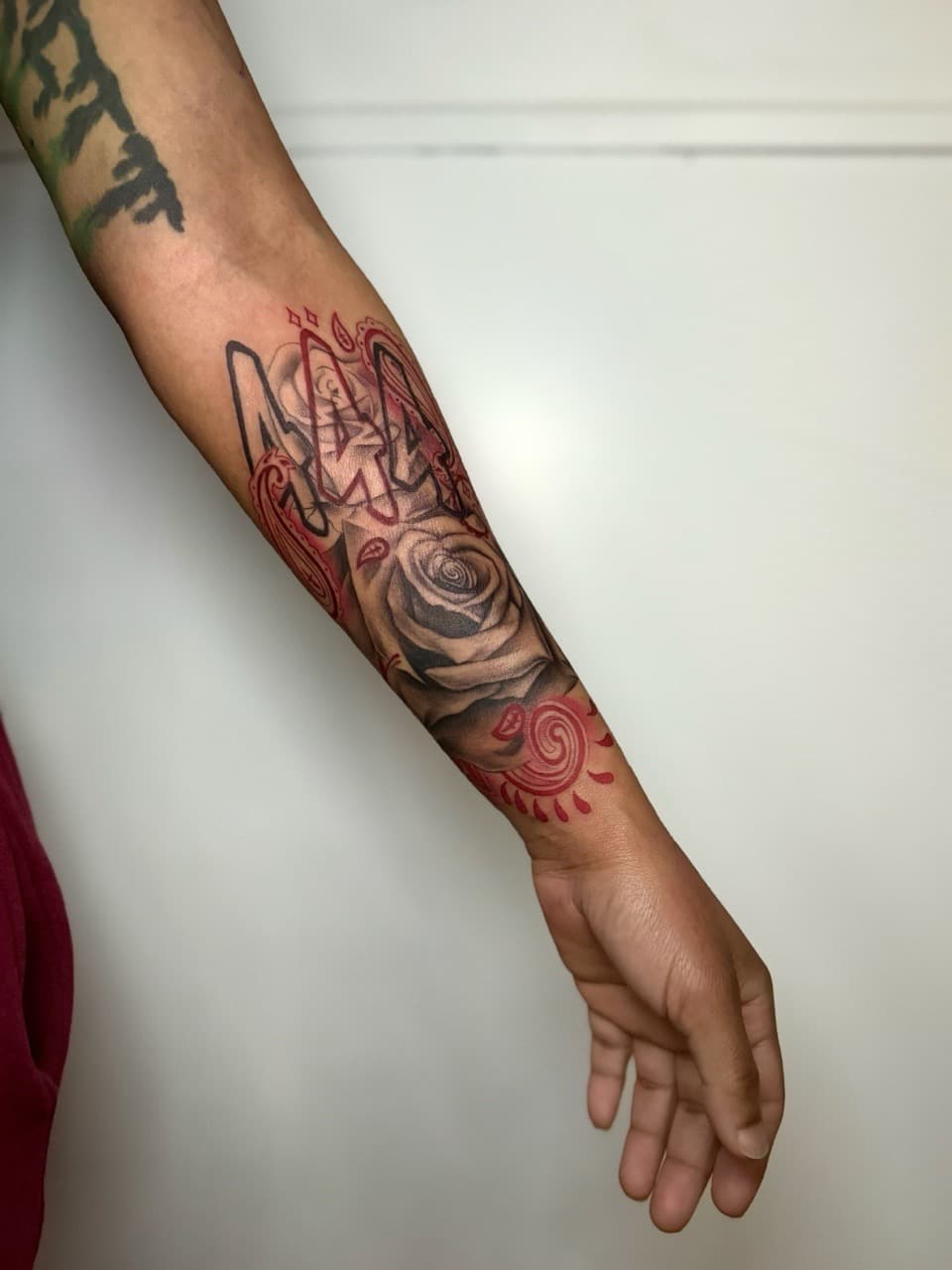 Black & Grey + Color rose tattoo on Forearm by SkaijRose on TattMe