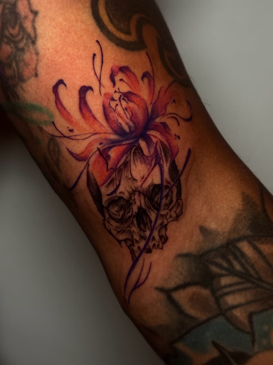 Illustrative + Color flower tattoo on Forearm by SkaijRose on TattMe