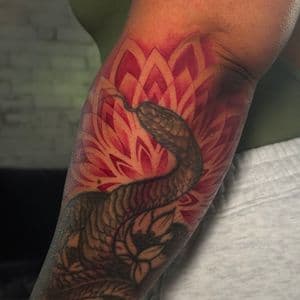 Geometric + Line-work snake tattoo on Upper Arm by SkaijRose on TattMe