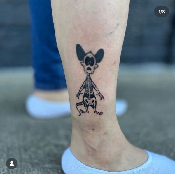 Black-work + Cartoon skeleton tattoo on Ankle by Lalo_Ink_Tattoo on TattMe