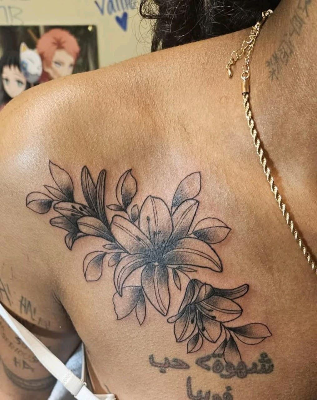 Floral + Black & Grey flowers tattoo on Shoulder by 2nd_Circle_Tattoo_Co on TattMe