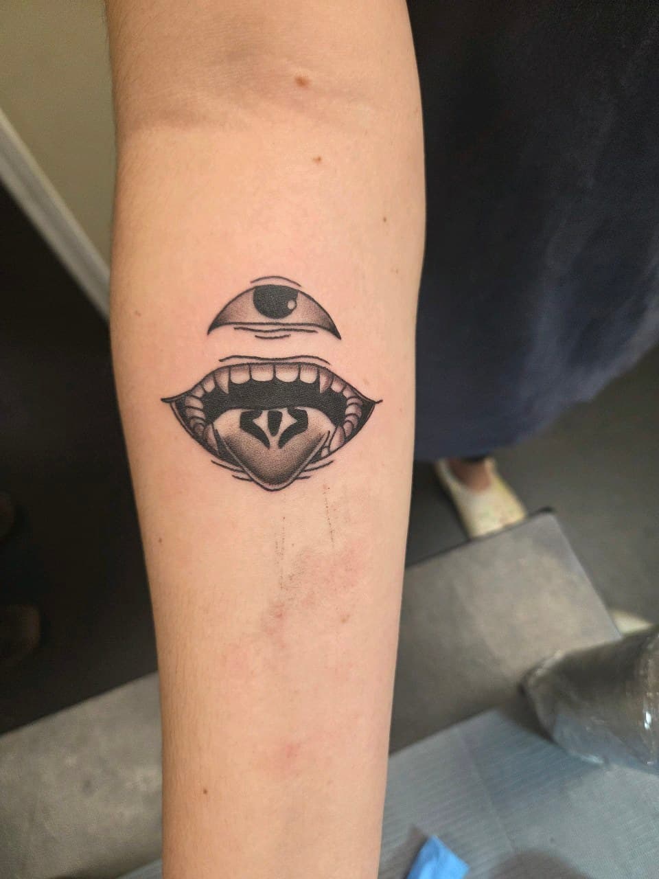 Black-work + Illustrative eye tattoo on Forearm by 2nd_Circle_Tattoo_Co on TattMe