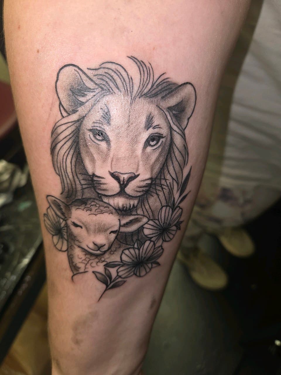 Black & Grey + Illustrative lioness tattoo on Upper Arm by 2nd_Circle_Tattoo_Co on TattMe